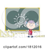 Poster, Art Print Of Cartoon School Girl With A Chalkboard