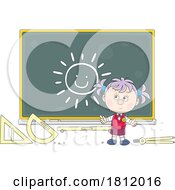 Cartoon School Girl With A Chalkboard by Alex Bannykh