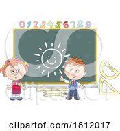 Cartoon School Children Learning Math
