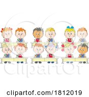 Cartoon School Children At Desks