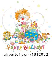 Poster, Art Print Of Cartoon Cute Clown With A Happy Birthday Greeting