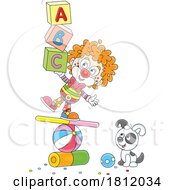 Poster, Art Print Of Cartoon Cute Clown Balancing