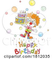 Poster, Art Print Of Cartoon Cute Clown With A Happy Birthday Greeting