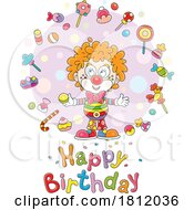 Poster, Art Print Of Cartoon Clown With Happy Birthday Greeting