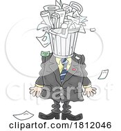 Cartoon Fat Government Offical Politician With Trash On His Head