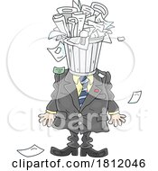 Cartoon Fat Government Offical Politician With Trash On His Head by Alex Bannykh