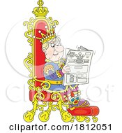 Cartoon Evil King Reading The News On His Throne