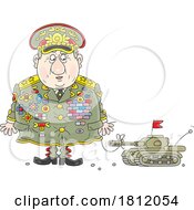 Cartoon Corrupt Army General With A Tank