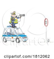 Cartoon Traffic Control Officer Using A Speed Gun