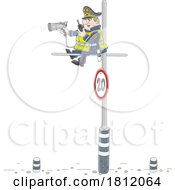 Poster, Art Print Of Cartoon Traffic Control Officer Using A Speed Gun