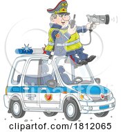 Poster, Art Print Of Cartoon Traffic Control Officer Using A Speed Gun