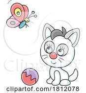 Poster, Art Print Of Cartoon Kitty Cat And Butterfly