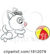 Cartoon Kitty Cat Playing With A Ball