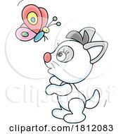 Poster, Art Print Of Cartoon Kitty Cat And Butterfly