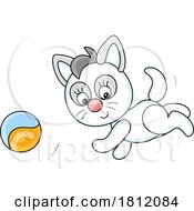 Poster, Art Print Of Cartoon Kitty Cat Playing With A Ball