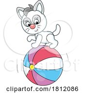Cartoon Kitty Cat Playing With A Ball