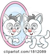 Cartoon Kitty Cat At A Mirror
