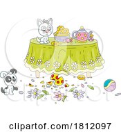 Cartoon Kitty Cat And Puppy Making A Mess