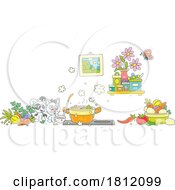 Poster, Art Print Of Cartoon Kitty Cat And Puppy In A Kitchen