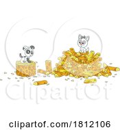 Cartoon Kitty Cat And Puppy Playing In Firewood