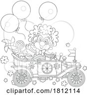 Poster, Art Print Of Cartoon Cute Clown With A Car