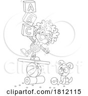 Cartoon Cute Clown Balancing
