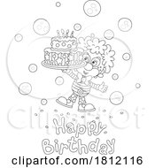 Poster, Art Print Of Cartoon Cute Clown With A Happy Birthday Greeting