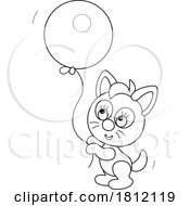 Poster, Art Print Of Cartoon Kitty Cat With A Balloon