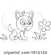 Poster, Art Print Of Cartoon Kitty Cat With A Flower