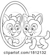 Cartoon Kitty Cat At A Mirror