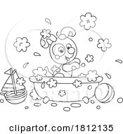 Poster, Art Print Of Cartoon Puppy Dog In A Bath