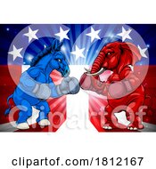 Poster, Art Print Of Republican Democrat Elephant Donkey Party Politics