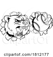 Poster, Art Print Of Bear Softball Baseball Claw Grizzly Animal Mascot