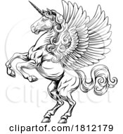 Poster, Art Print Of Pegasus Unicorn Horse Crest Heraldic Coat Of Arms
