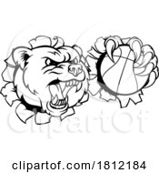 Poster, Art Print Of Bear Basketball Ball Claw Grizzly Animal Mascot