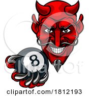 Devil Angry Pool 8 Ball Billiards Mascot Cartoon