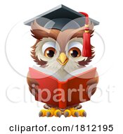 Wise Owl Cartoon Old Teacher Reading Book by AtStockIllustration #COLLC1812195-0021