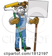 Bulldog Painter Decorator Paint Roller Mascot Man