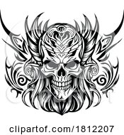 Poster, Art Print Of Black And White Skull Tattoo Styled Design