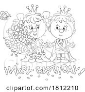 Poster, Art Print Of Happy Birthday Greeting With A Princess And Prince