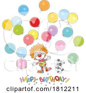 Poster, Art Print Of Happy Birthday Greeting With A Puppy And Clown