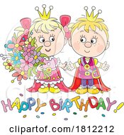 Poster, Art Print Of Happy Birthday Greeting With A Princess And Prince