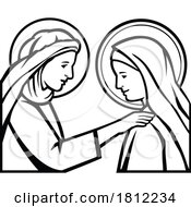 Poster, Art Print Of Visitation Of Pregnant Mary To Elizabeth Side View Retro