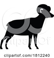 Stencil Illustration Of Silhouette Of Bighorn Sheep