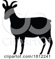 Stencil Illustration Of Silhouette Of Bighorn Sheep