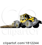 Poster, Art Print Of Cable Skidder Grapple Skidder Or Logging Arch Isolated Retro Style