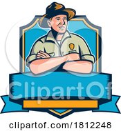 Poster, Art Print Of Park Ranger Or Warden With Arms Crossed Set Inside Shield Retro