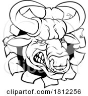 Poster, Art Print Of Bull Minotaur Longhorn Monster Cow Mascot Cartoon