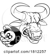 Poster, Art Print Of Bull Minotaur Longhorn Cow Pool Mascot Cartoon