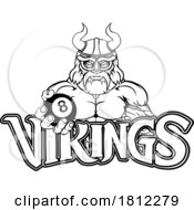 Poster, Art Print Of Viking Pool 8 Ball Billiards Mascot Cartoon